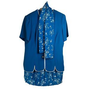 Leslie‎ Fay Dresses 3 Piece Skirt Suit Set Scarf Pleated Y2K 90's Granny Chic 14